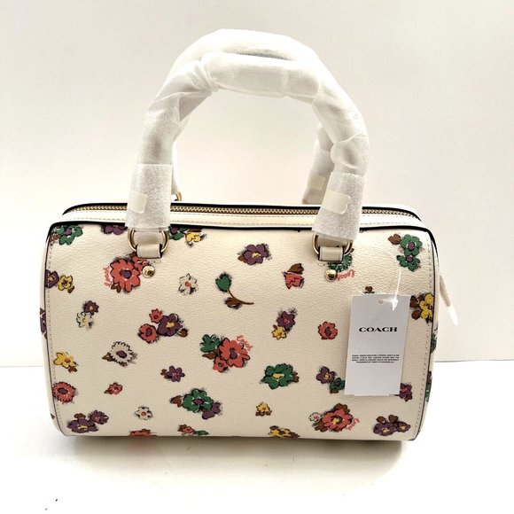 NWT $350 Original COACH Rowan Satchel Spaced Floral Field Print Off White CA229 - Picture 9 of 14